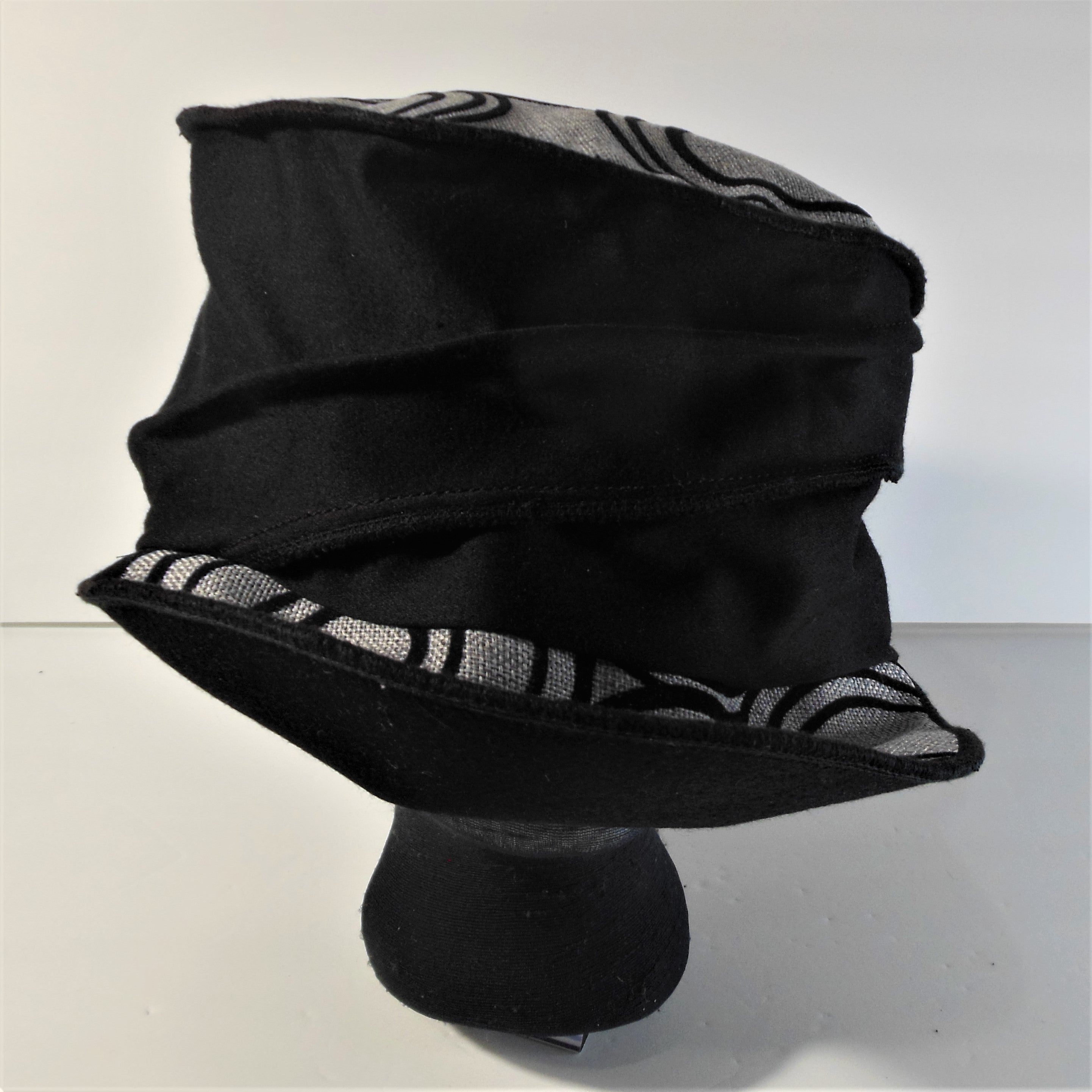 Black Sateen Hat Front View